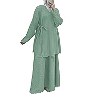 XJYIOEWT Dusty Rose Dress for Women,Women's Muslim Long Sleeve Dress Vintage Pullover Abaya Prayer Clothes Long Maxi Dre