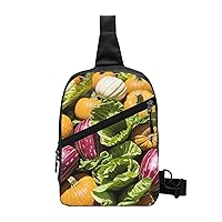 Various Vegetables Sling Bag For Women And Men Fashion Folding Chest Bag Adjustable Crossbody Travel Shoulder Bag