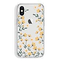 for iPhone X and iPhone Xs Case, 5.8 Inch Clear with Floral Design, Cute Protective Slim TPU Bumper + Shockproof Non Yellowing Back Cover for Women and Girls (Little Flowers/Yellow)