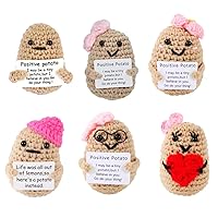 6 Pcs Handmade Mini Cute Funny Positve Life Potato, Emotional Support Potato Encouragement Card for Cheer Up Birthday Party Gifts for Home Office Decoration, Funny Reduce Pressure Toy