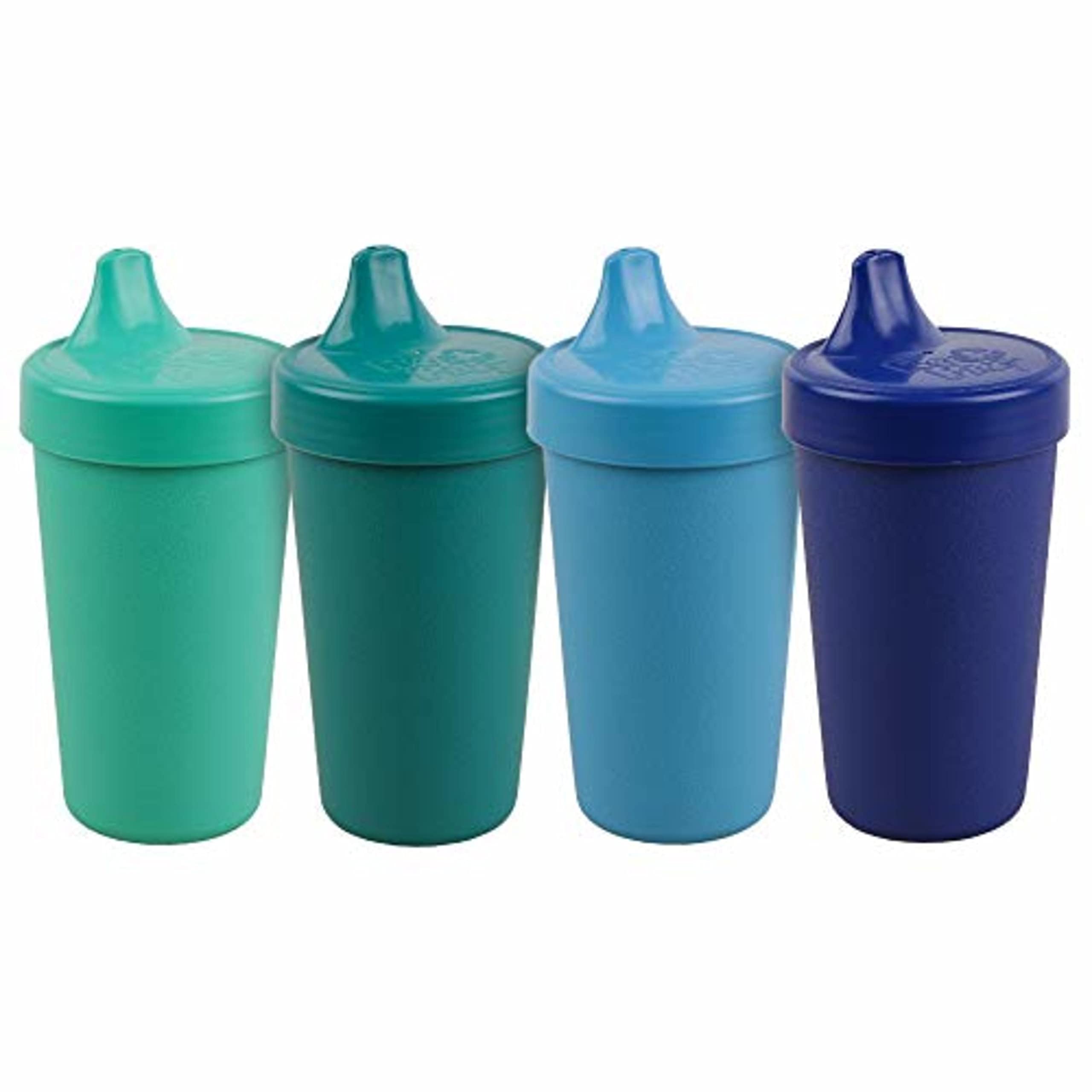 Re Play Made in USA 10 Oz. Sippy Cups for Toddlers, Pack of 4 - Reusable Spill Proof Cups for Kids, Dishwasher/Microwave Safe - Hard Spout Sippy Cups for Toddlers 3.13