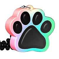 Light Up Multicolor Paw Print Charm Necklace