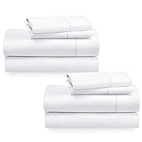 2-Pack Full Size Sheet Sets - 400 Thread Count 100% Cotton Sateen - Extra Soft, Breathable & Cooling Sheets, Wrinkle Resistant 2 Sets of Deep Pocket Bed Sheets - Bright White