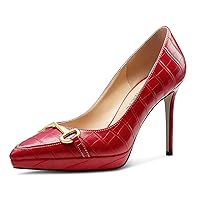 Castamere Womens High Platform Stiletto Heel Pointed Toe Slip-on Pumps Metal Chain Office Prom 4.7 Inches Heels
