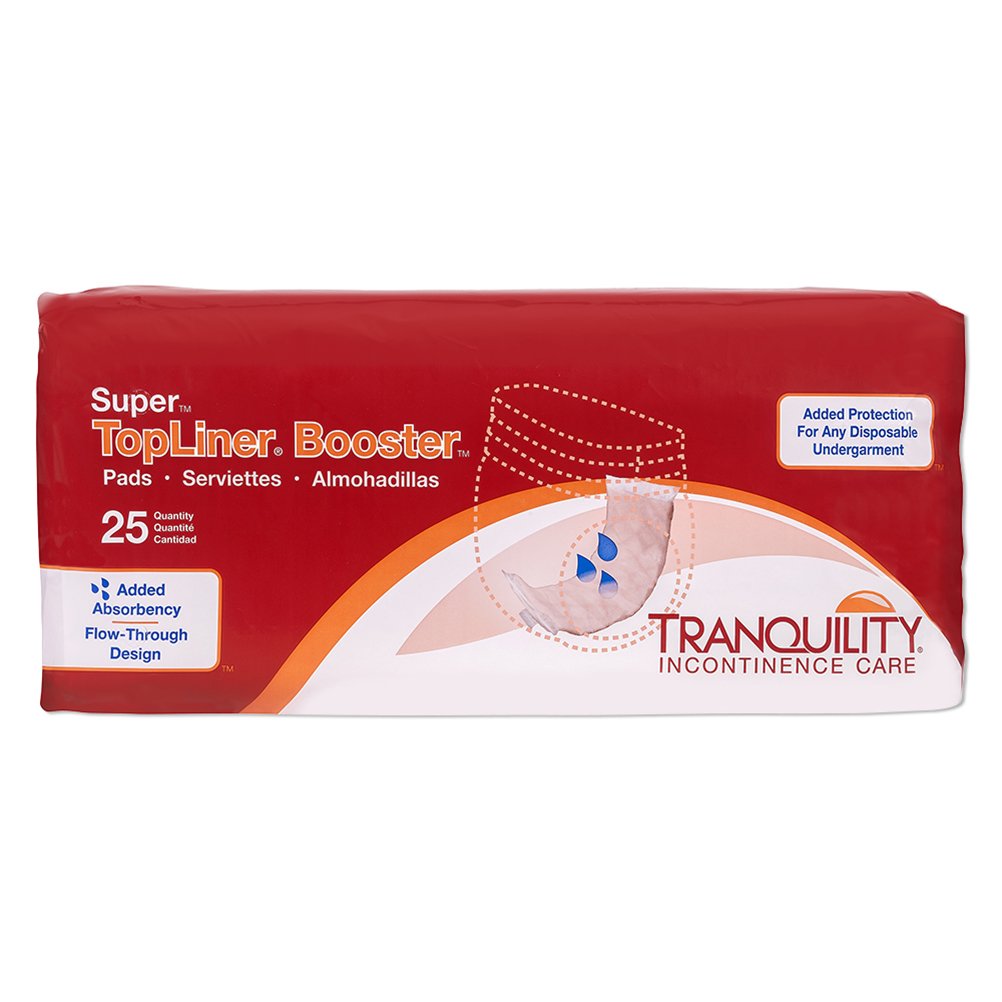 Tranquility TopLiner Disposable Booster Pads with Adhesive Strip, Secure Placement, Extra Absorption, Odor Control, Stackable, Super (15