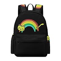 Rainbow Cat Laptop Backpack for Women Men Cute Shoulder Bag Printed Daypack for Travel Sports Work