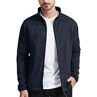 VEBOON Mens Full Zip Casual Jacket Stand Collar Soft Fleece Swearshirt with Pockets Lightweight Performance Coat