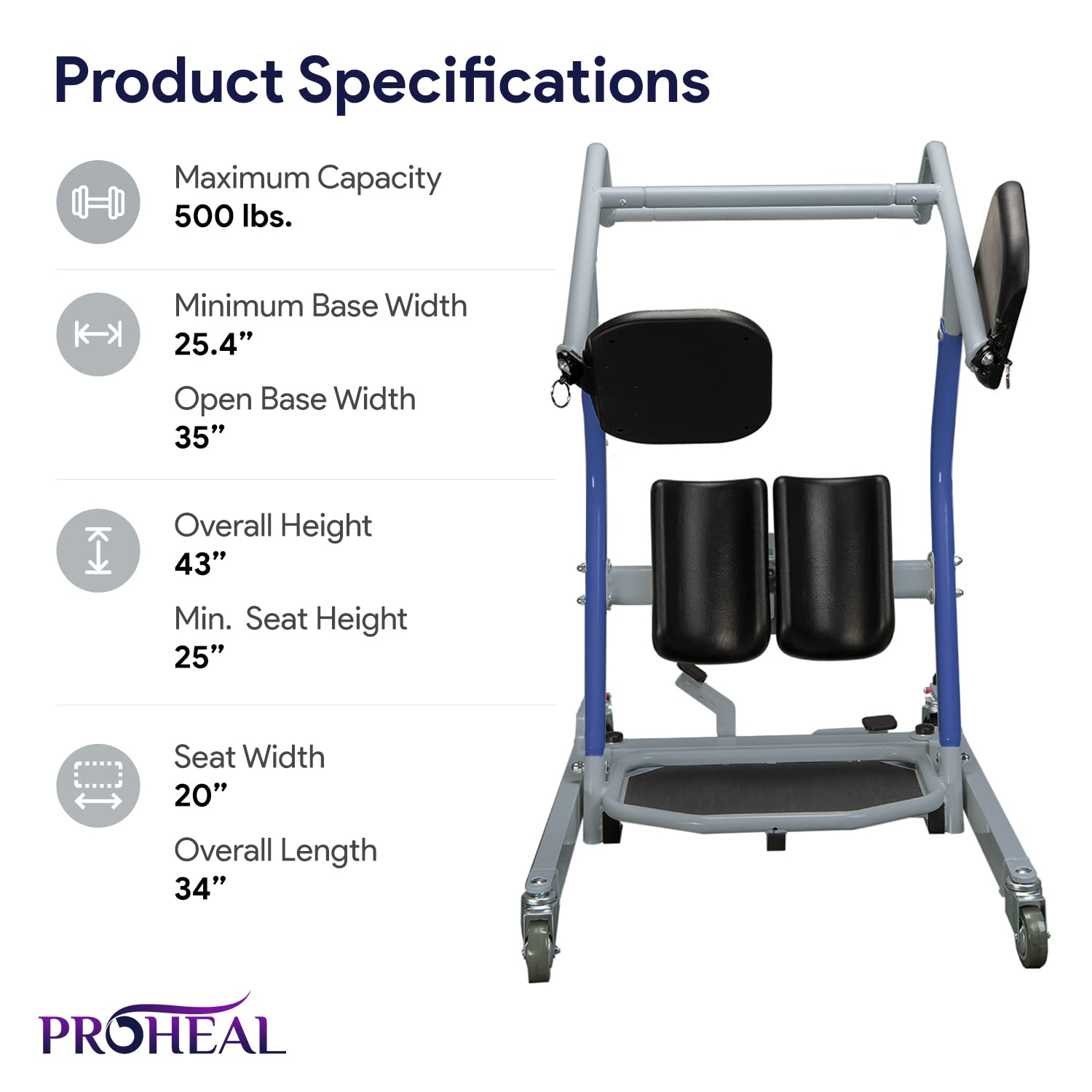 ProHeal Stand Assist Lift - Sit to Stand Standing Transfer Lift - Fall Prevention Patient Transfer Lifter for Home and Facilities - 500 Pound Weight Capacity