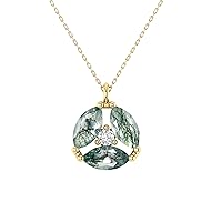 Natural Gemstones Pendant Necklace/Necklace for women/Marquise shape Stone Pendant Necklace/Round Pendant Necklace