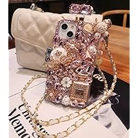 for iPhone 13 Pro Max Perfume Bottle Case, Luxury Bling Diamond Crystal Rhinestone Case for iPhone 13 Pro Max 6.7 inch with Lanyard (C)
