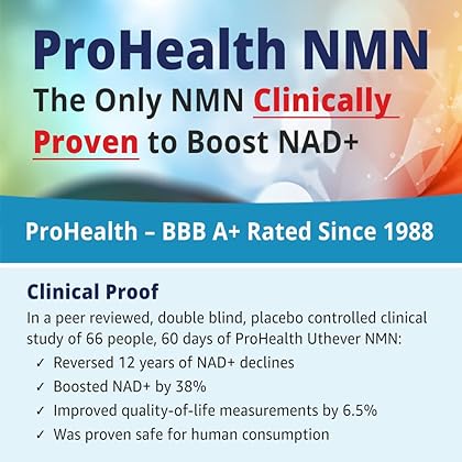 ProHealth Longevity Pure NMN Pro Powder 15 Grams - Uthever Brand - World's Most Trusted, Ultra-Pure, stabilized, Pharmaceutical Grade NMN to Boost NAD+, Used in Human Clinical Research Trials