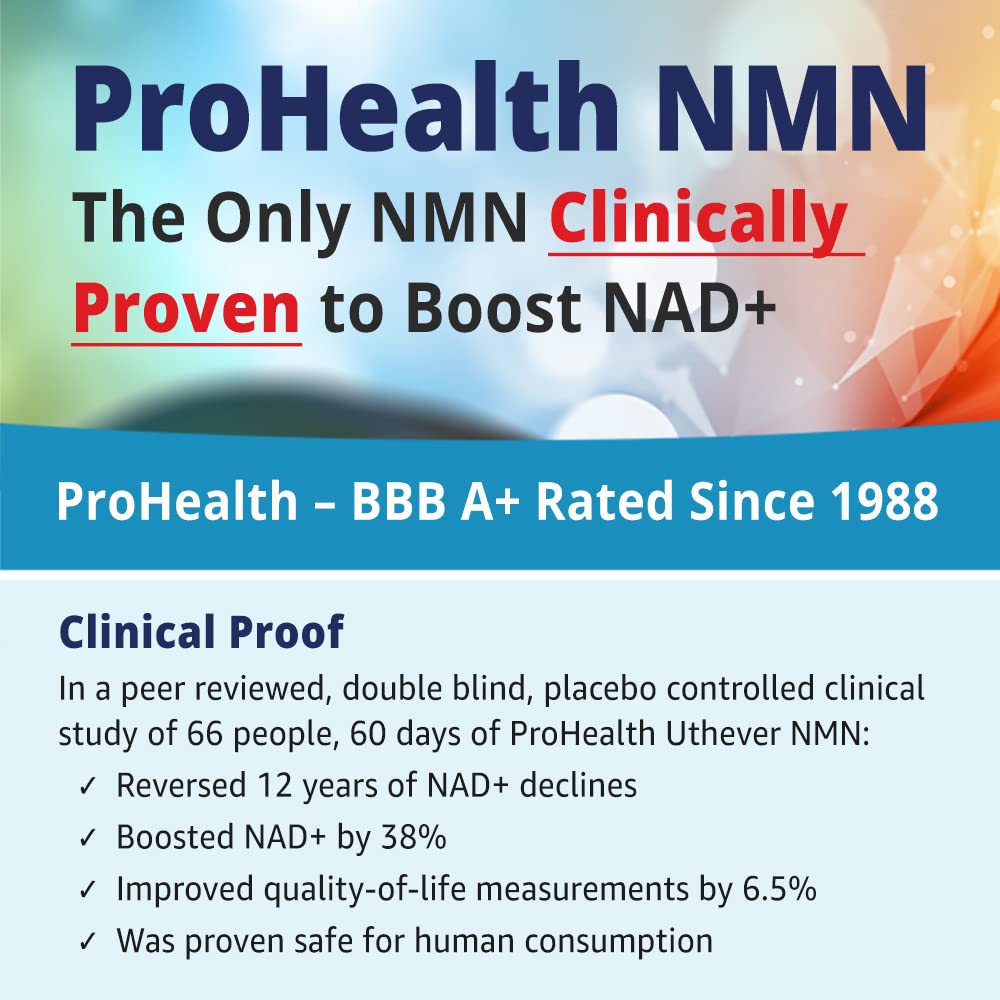 ProHealth Longevity Pure NMN Pro Powder 15 Grams - Uthever Brand - World's Most Trusted, Ultra-Pure, stabilized, Pharmaceutical Grade NMN to Boost NAD+, Used in Human Clinical Research Trials