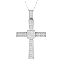 Dazzlingrock Collection 3.10 Carat (ctw) Round Diamond Men's Cross Pendant (Silver Chain Included), Sterling Silver