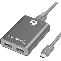 SABRENT Thunderbolt 3 to Dual HDMI 2.0 Display Adapter for Windows or Mac | up to 4K Resolution at 60Hz | Detachable Cable with Screw-in Lock (TH-S3H2)