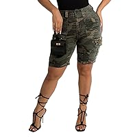 Vakkest Women's Camo Cargo Pants High Waist Slim Fit Trousers Camouflage Active Jogger Pocket Sweatpants with Belt