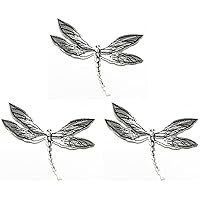 Kleenplus 3pcs. Gray Dragonfly Patch Crafts Arts Sewing Repair Cartoon Embroidered Iron On Sew On Badge Patches for DIY Jeans Jacket Bag Backpack Caps