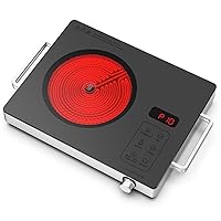 1800W Portable Ceramic Infrared Hot Plate,Stainless Steel Induction Cooker With Double Ring Heating Dual Control 10 Power 3H Timer Electric Cooktop For Cooking