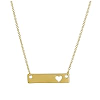 jewellerybox Gold Plated Sterling Silver Heart Bar Necklace 17 Inch