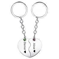 MeMeDIY Personalized Couple Keychain for Women Stainless Steel Heart Puzzle
