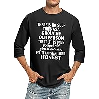 Mens 3/4 Sleeve T Shirts Fashion Letter Printed Summer Casual Shirts Loose Crew Neck Soft Breathable Versatile Shirts