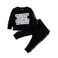 Outfits Set Kids Clothes Toddler Kids Baby Boys Girls Letter T Shirt Tops+ Camouflage Pants (Black, 12M=（9-12M）)