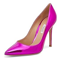 Women 4 Inch Sexy Prom Pointy Toe High Heel Stiletto Pumps Closed Toe Slip On Swallow Tailed Dress Party Shoes