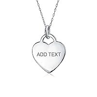 Bling Jewelry Tiny Minimalist ABC Heart Shape Script Or Block Letter Alphabet A-Z Initial Pendant Necklace For Teen For Women .925 Sterling Silver