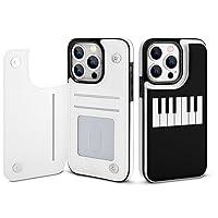 Piano Keys Flip Leather Wallet Case Card Holder Compatible with iPhone 14 Series iPhone 14 Pro
