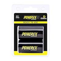 Powerex Low Self-Discharge Precharged D Rechargeable NiMH Batteries, (MHRDP2), 2-pack