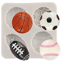 Ball Cake Decoration Silicone Molds Football Basketball Baseball Rugby Silicone Molds For Cake Decorating Cupcake Topper Chocolate Gum Paste Polymer Clay Set Of 1