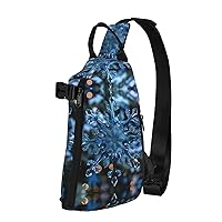 Blue Christmas Snowflake Print Crossbody Backpack,Travel Hiking Cross Bag Diagonally, Cycling Bag