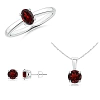 Sterling Silver 925 Solitaire Jewelry Set For Woman's And Girls | Includes A Ring, Earrings And Pendant | This Pendent Is Connected By An 18-inch Chain.