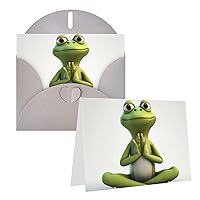 The funny frog doing yoga Printed Greeting Card Internal Blank Folded Cards 6×4 Inches Funny Birthday Cards Thank You Card With Colorful Envelopes For All Occasions