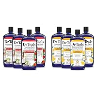 Dr Teal's Foaming Bath Bundle with Pure Epsom Salt, Ashwagandha, 34 fl oz (Pack of 4) and Prebiotic Lemon Balm, 34 fl oz (Pack of 4)