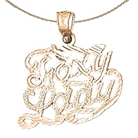 Saying Necklace | 14K Rose Gold Foxy Lady Saying Pendant with 18