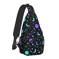 Sun Moon Stars Sling Bag for Travel Chest Backpack for Women Casual Daypack for Running Hiking Cycling Gifts