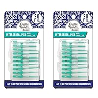 GuruNanda Interdental Picks with Travel Case - Floss Tooth Pick for Teeth Cleaning - Flexible Rubber Bristles - 20 Picks (Pack of 2)