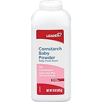 Leader Cornstarch Baby Powder, Baby Fresh, 15oz Each