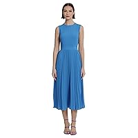 Donna Morgan Women's Sleeveless Stretch Light Bubble Crepe Pleated Skirt Midi Dress