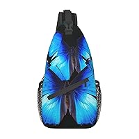 blue butterfly(3) pint Unisex Chest Bags Crossbody Sling Backpack Lightweight Daypack for Travel Hiking
