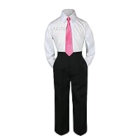 3pc Formal Baby Toddler Teens Boys Coral Red Necktie Black Pants S-14 (7)