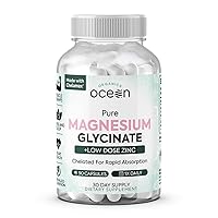 Magnesium Glycinate with Zinc -Chelated Magnesium Supplement for Women and Men for Muscle Cramps and Sleep Support - 90 Capsules