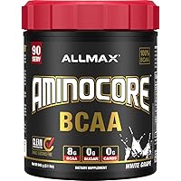 ALLMAX Nutrition AMINOCORE BCAA Powder, 8.18 Grams of Amino Acids, Intra and Post Workout Recovery Drink, Gluten Free, White Grape, 945 g