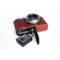 Handmade Genuine Real Leather Half Camera Case Bag Cover for FUJIFILM X100F Brown Bottom Opening Version