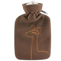 Hot Water Bottle with Cover (1,8L Fleece, Brown Deer Application), Made in Germany, Non-Toxic Certified, Soothing Warmth, Helps Relief Muscle Aches & Pain, Menstrual Cramps