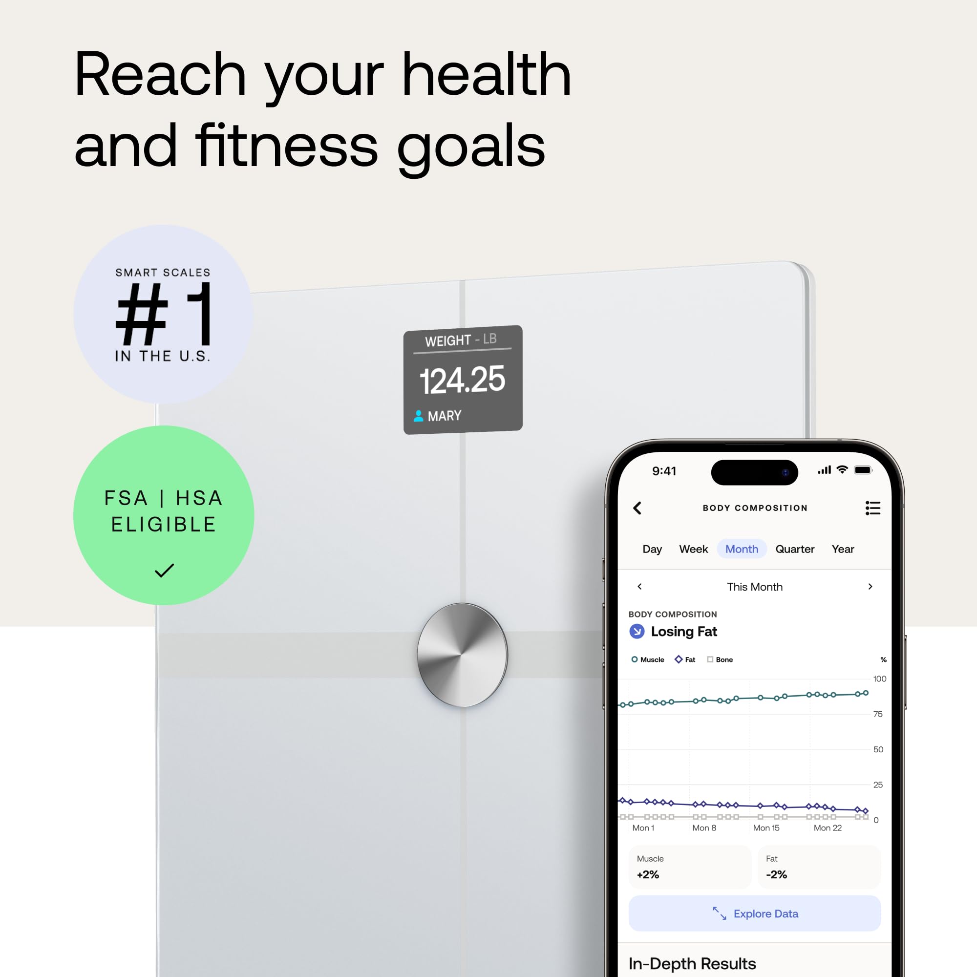 WITHINGS Body Smart - Accurate Scale for Body composition with best-in-class privacy, smart scale for body weight, Wi-Fi and Bluetooth Weight Scale, Modes for Athletes, Digital Bathroom Scale, HSA/FSA