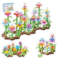 AKANYA Blocks Flower Garden Toys for Boys Girls, Educational Toy Floral Garden Pretend Play Set Upgrade DIY Flower Stacking Toys for Kids Preschool STEM Toys Birthday Gifts