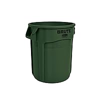 Rubbermaid Commercial Products BRUTE Heavy-Duty Round Trash/Garbage Can, 10-Gallon, Green, Outdoor Waste Container for Home/Garage/Mall/Office/Stadium/Bathroom