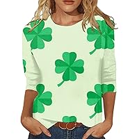 St. Patrick's Day T-Shirt Women Green Top Turtleneck Long Sleeve Tee Fashion Western Sweatshirts for Women