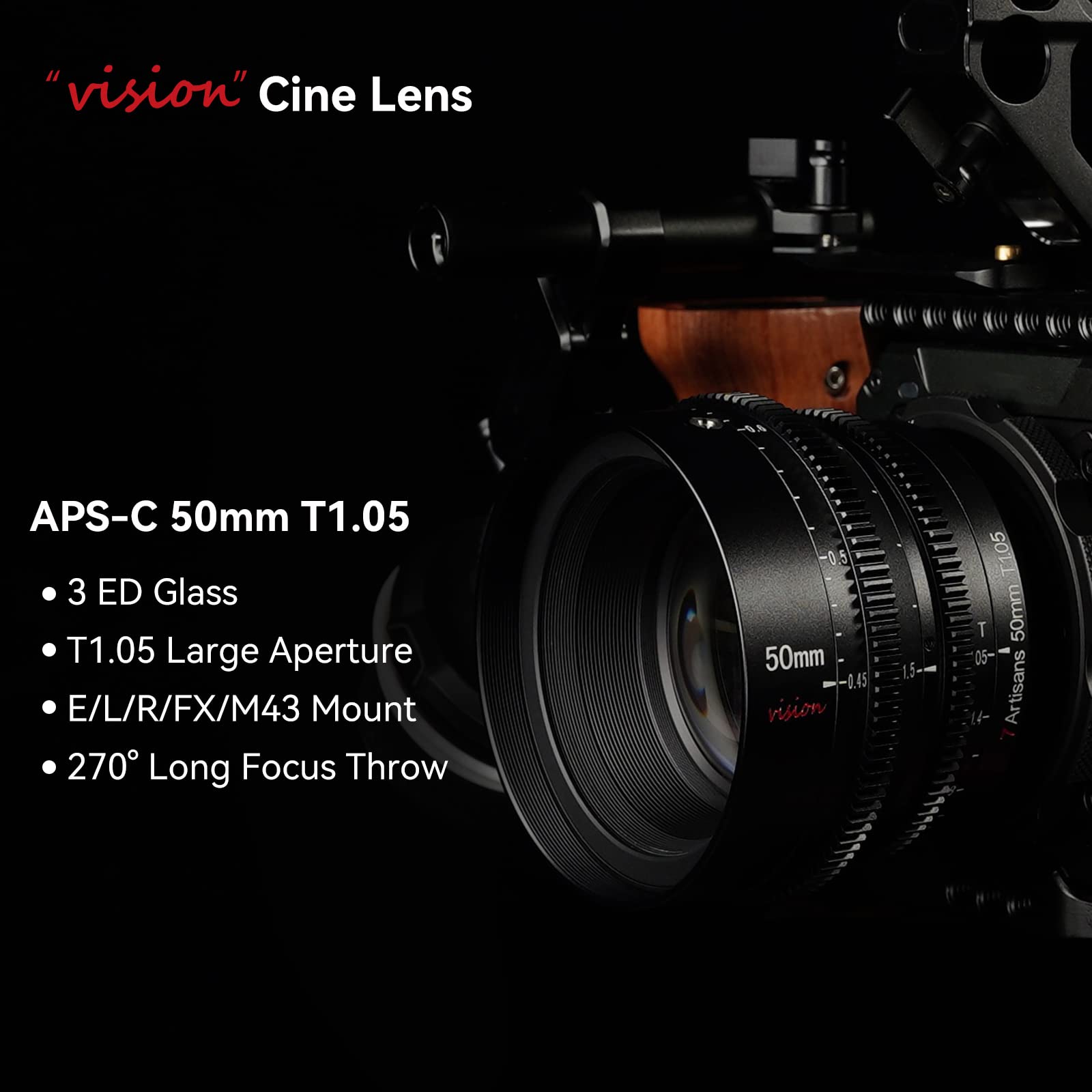 7artisans 25mm/35mm/50mm T1.05 Large Aperture Cine Lens Wide-Angle Manual Focus Low Distortion Mini Cinema Lens (50mm T1.05, for Leica/Sigma/Panasonic L)
